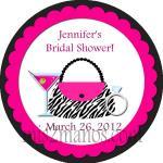 Bridal Shower Spa Party Stickers 2 Inch Round..