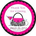 Bridal Shower Spa Party Stickers 2 Inch Round..