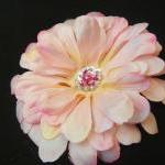 Pink Flower Clip With Glass Beads And Pink Sequins..