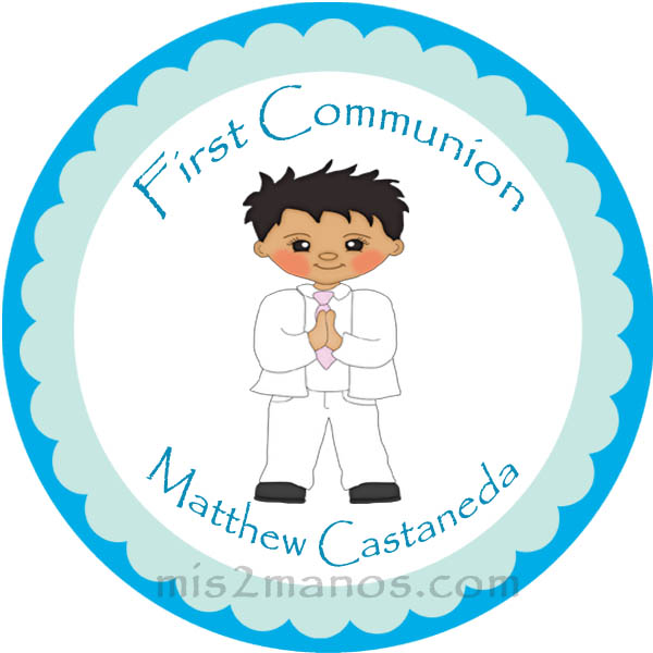 First Communion Stickers Personalized Labels 2 Inch Round Favor Tag For First Communion Stickers Set Of 40