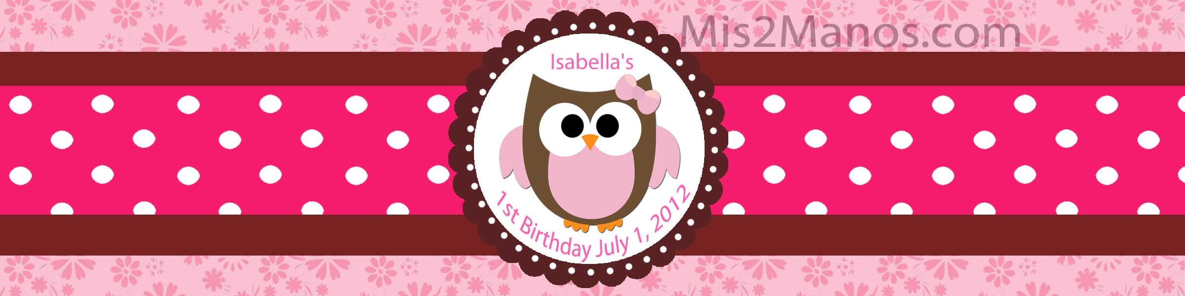 Water Bottle Label - Owl Theme Pink Baby Owl Set Of 20 Custom Order on ...